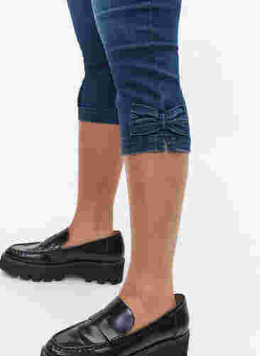 Lange Denim Shorts aus Baumwolle, Dark blue denim, Model image number 3