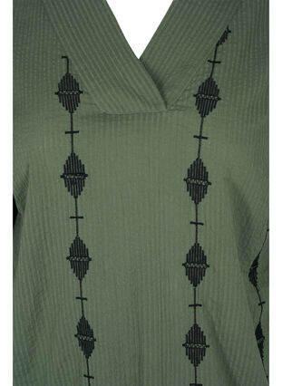Gemusterte Bluse mit V-Ausschnitt und 3/4-Ärmeln, Thyme, Packshot image number 2