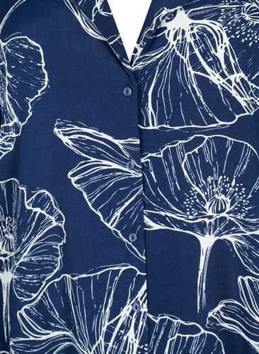 Viskose-Hemd mit Blumendruck und langen Ärmeln, Navy B./Big Fl.AOP, Packshot image number 2