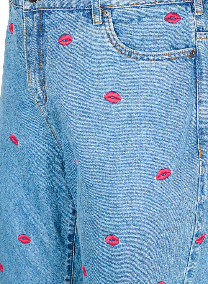 Hoch geschnittene Gemma-Jeans mit Lippen, Blau, Packshot image number 2