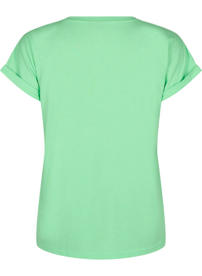 Kurz&auml;rmliges T-Shirt aus einer Baumwollmischung, Gr&uuml;n, Packshot