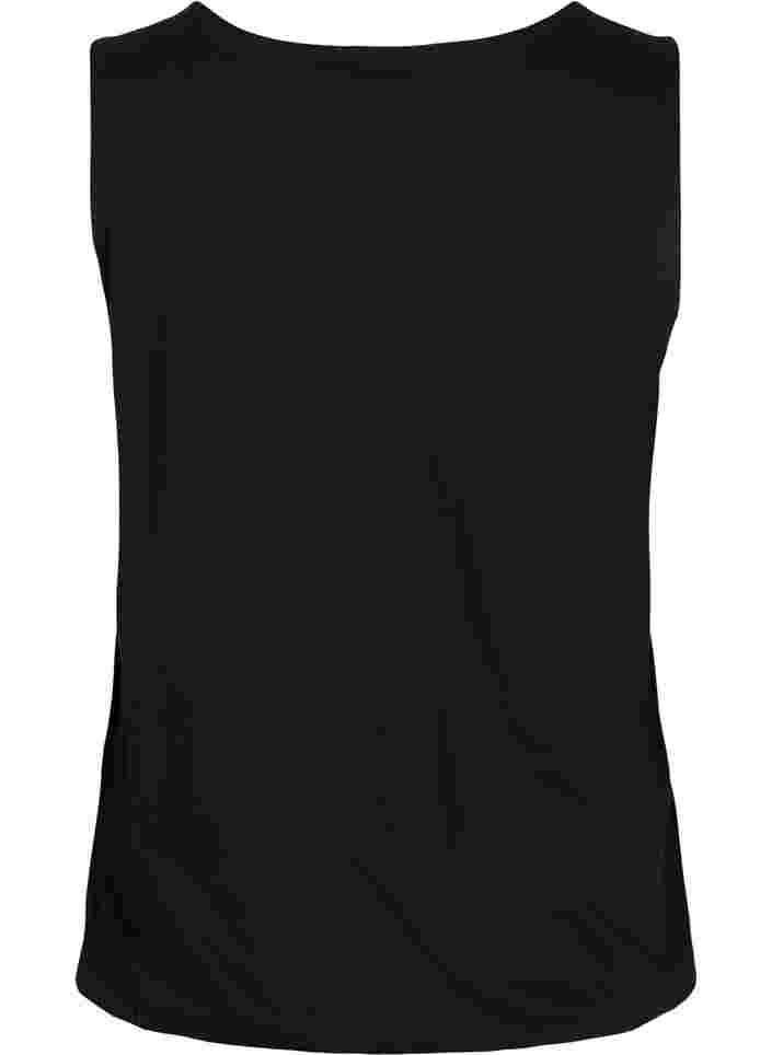 Baumwolltop mit Gummibund im Saum, Black, Packshot image number 1