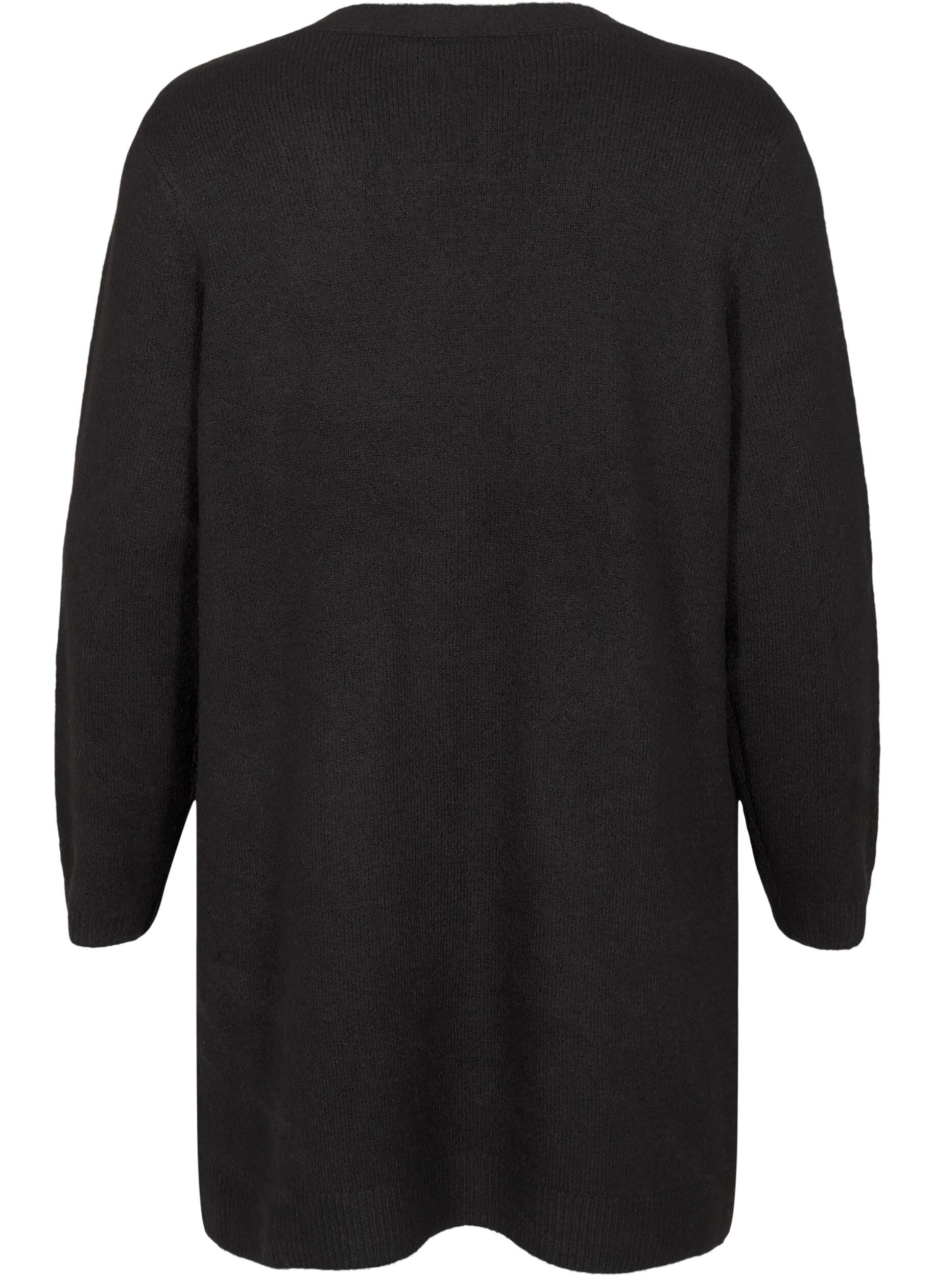 Zizzi Lange Strickware Strickjacke mit Taschen, Schwarz, Packshot image number 1