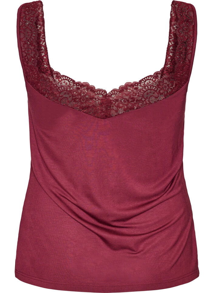 Top aus Viskose mit Spitze, Rot, Packshot image number 1