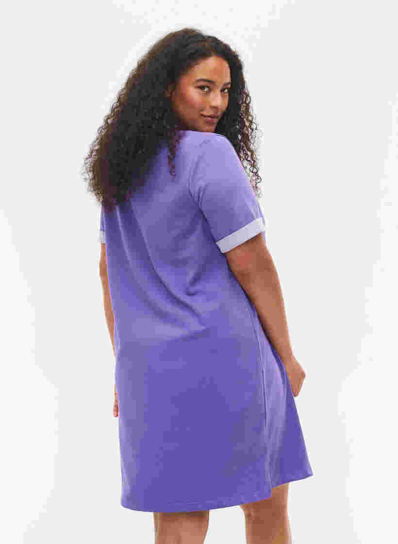Sweatshirtkleid mit kurzen Ärmeln und Schlitzen, Ultra Violet, Model image number 1