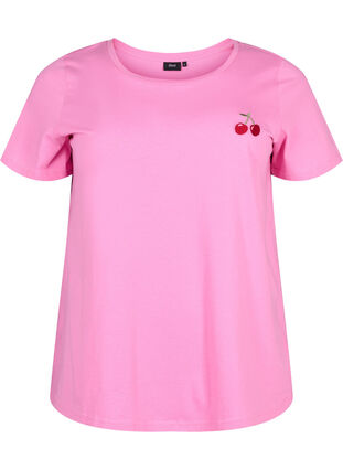 T-Shirt aus Baumwolle mit aufgestickter Kirsche, Roseb. W. CherryEMB., Packshot image number 0