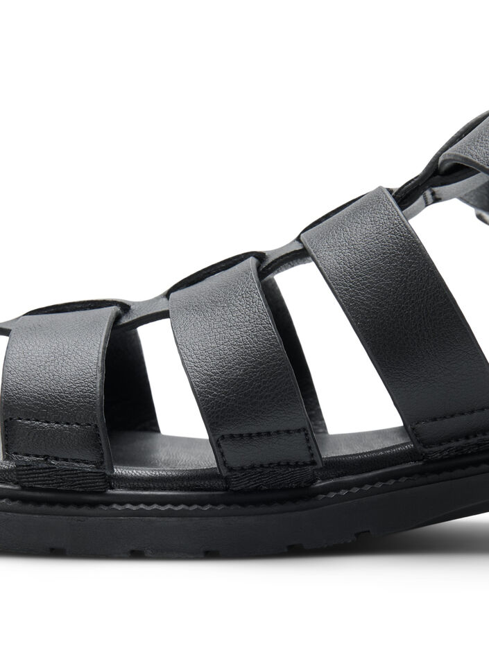 Wide Fit Sandalen aus Leder, Schwarz, Packshot image number 4