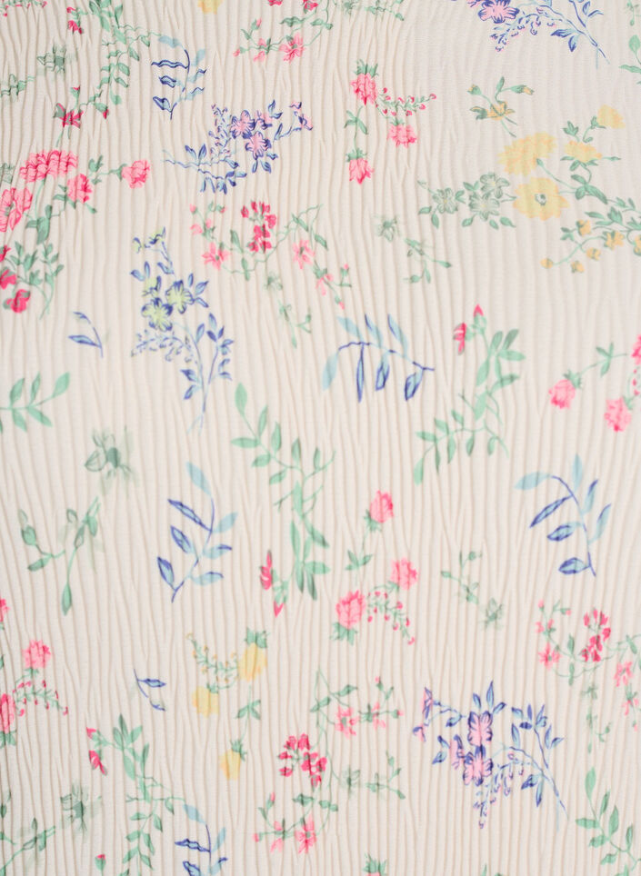 Gebl&uuml;mtes Kleid mit gewellter Textur, Beige, Packshot image number 2