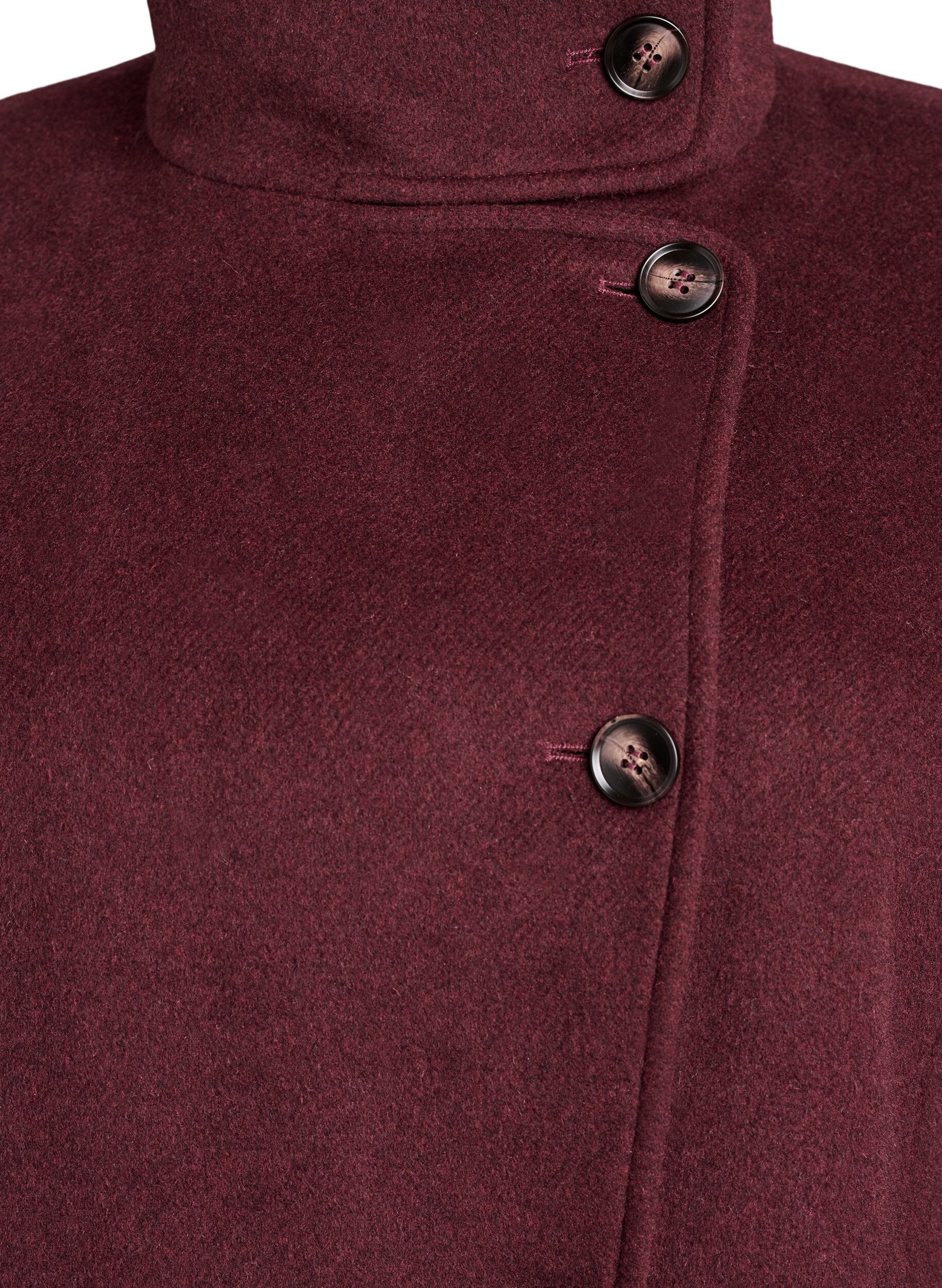 Zizzi Mantel aus Wolle mit Stehkragen, Rot, Packshot image number 2