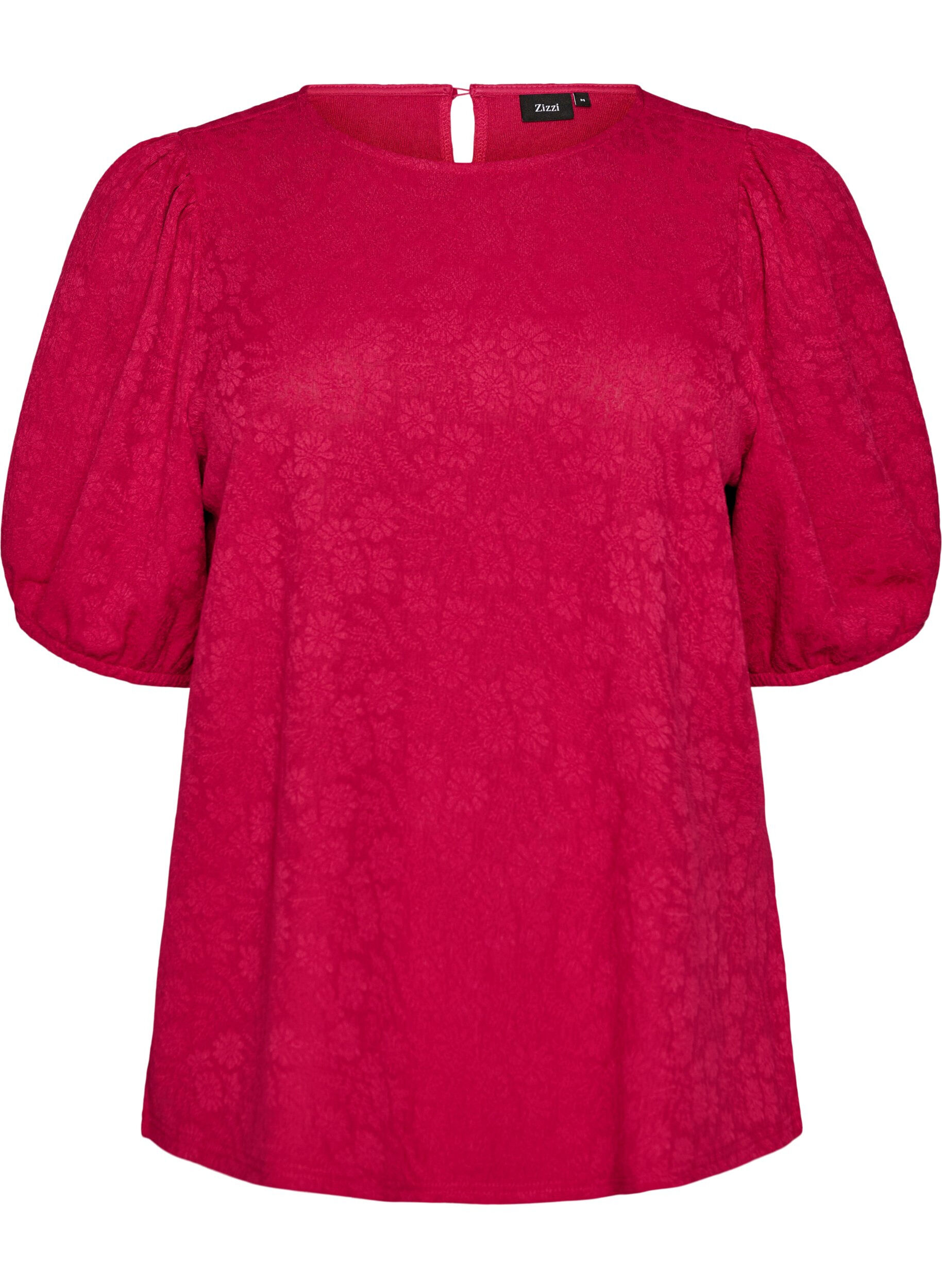 ZizziBluse mit Struktur und kurzen &Auml;rmeln, Pink, Packshot image number 0