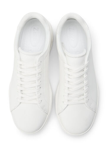 Sneakers aus Leder mit breiter Passform, White, Packshot image number 1
