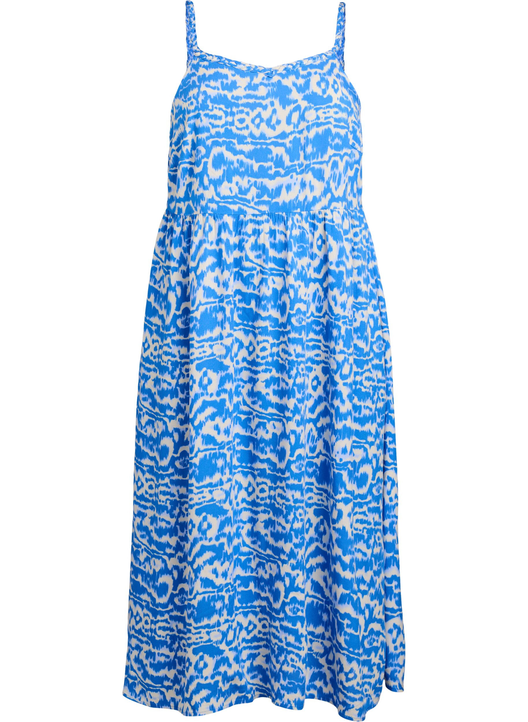 Zizzi Midi-Tr&auml;gerkleid mit gesmoktem R&uuml;ckenteil, Blau, Packshot image number 0