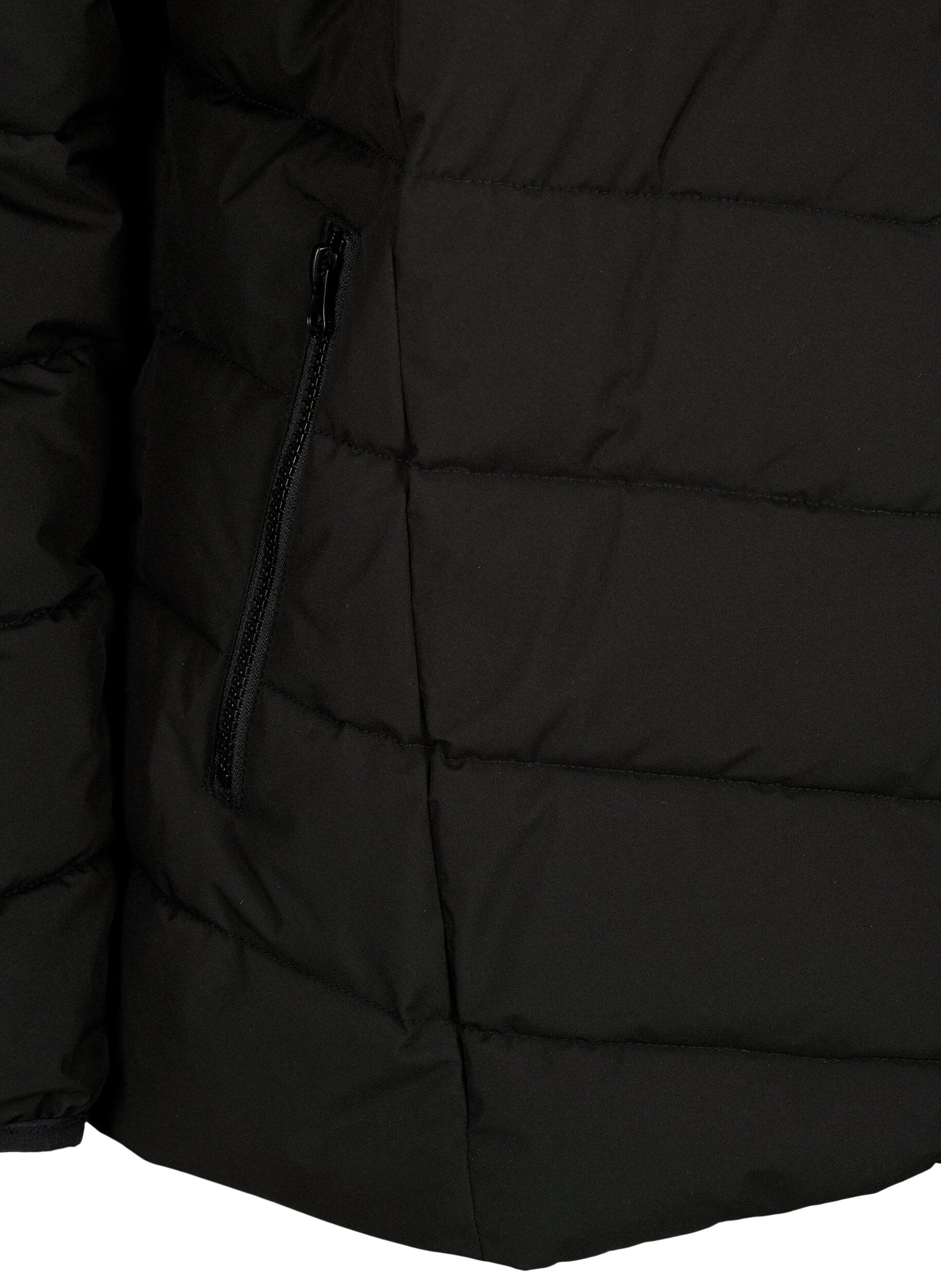 ZizziKurze Steppjacke mit Kapuze, Schwarz, Packshot image number 3