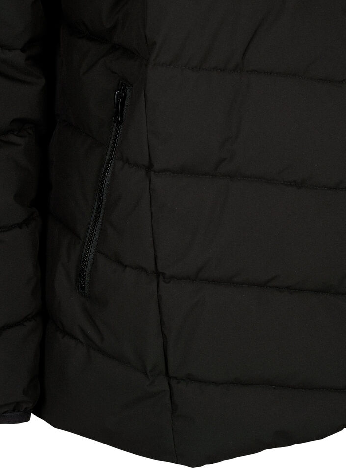 Kurze Steppjacke mit Kapuze, Schwarz, Packshot image number 3