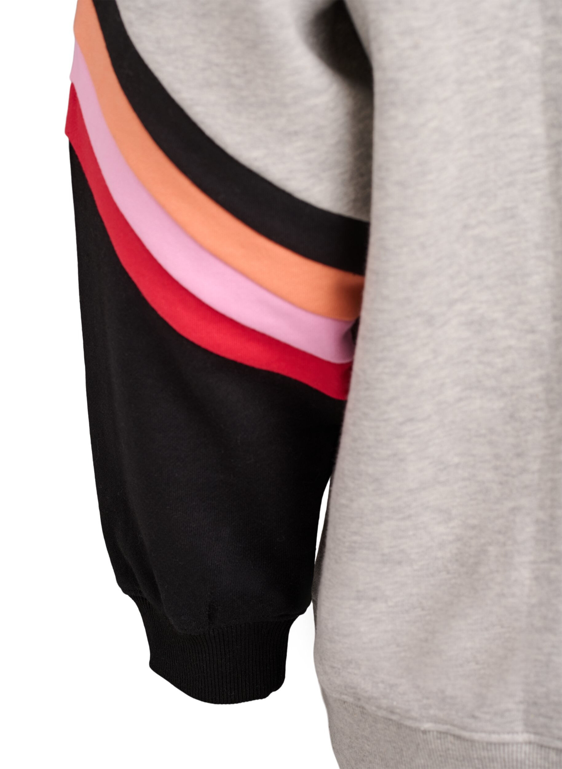Zizzi Lockeres Sweatshirt mit Kontrastdetails an den &Auml;rmeln, Grau, Packshot image number 3