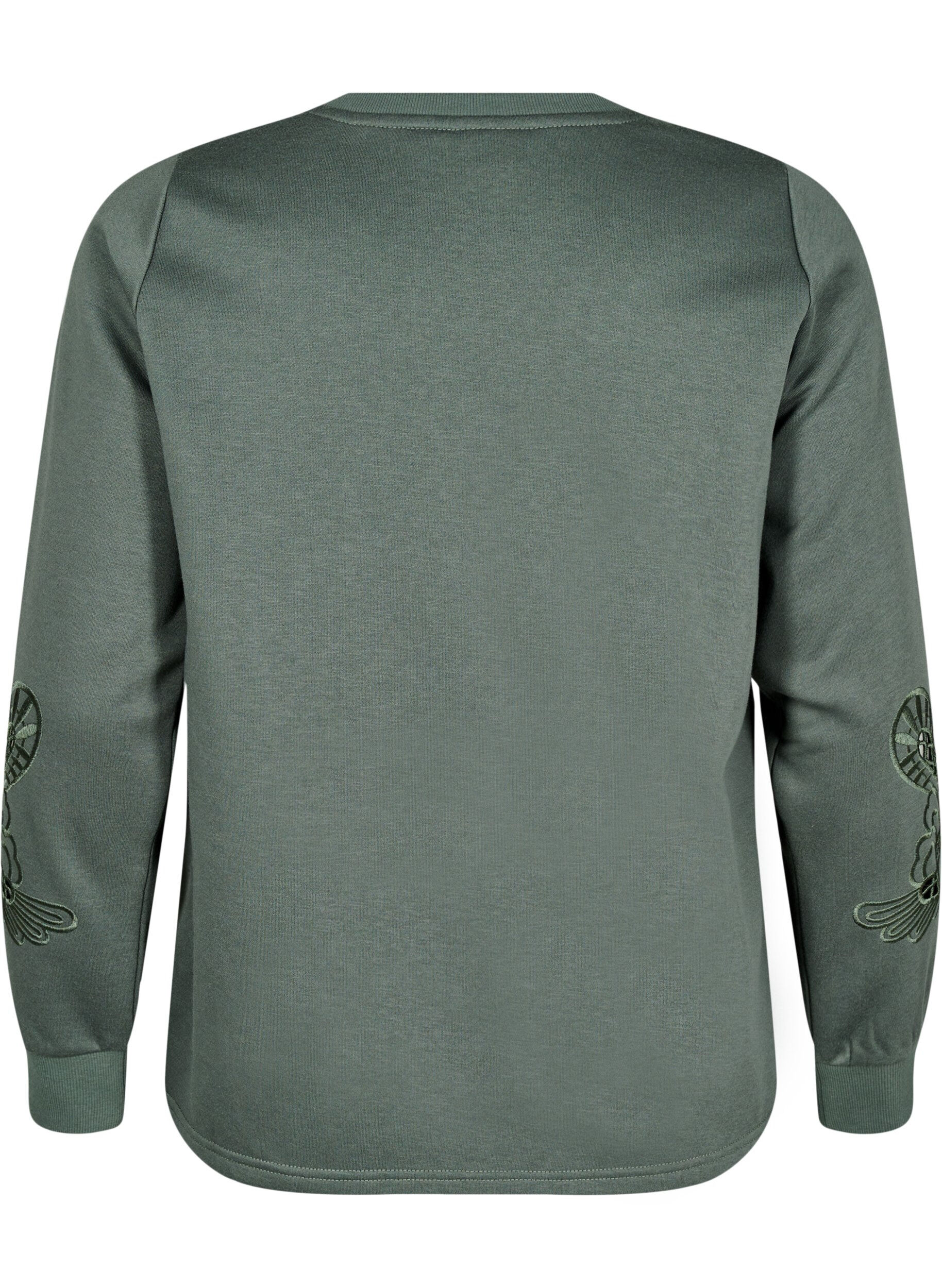 Zizzi Sweatshirt mit aufgestickten Cut-Outs, Thyme, Packshot image number 1