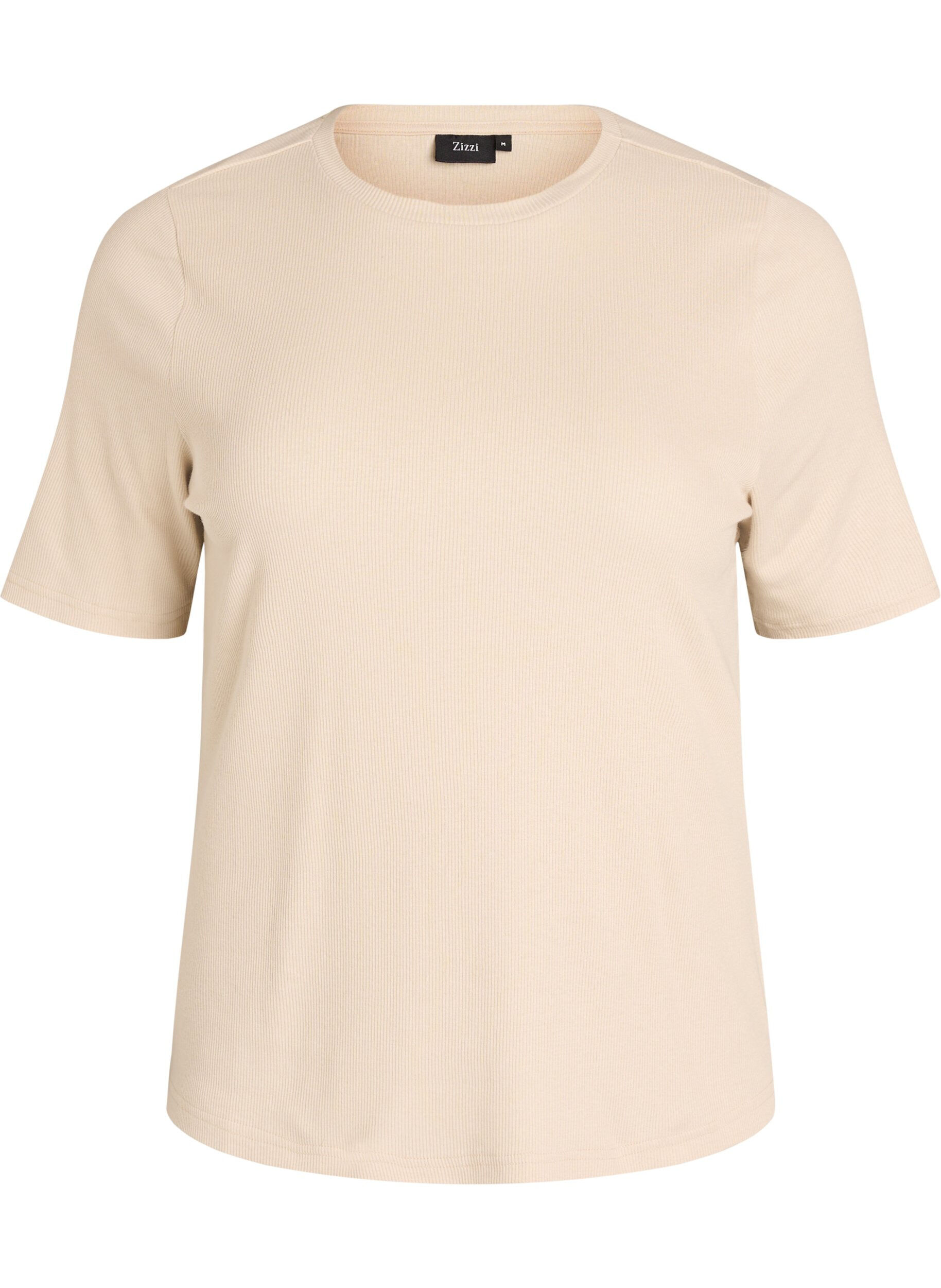Geripptes Basic-T-Shirt mit Rundhalsausschnitt