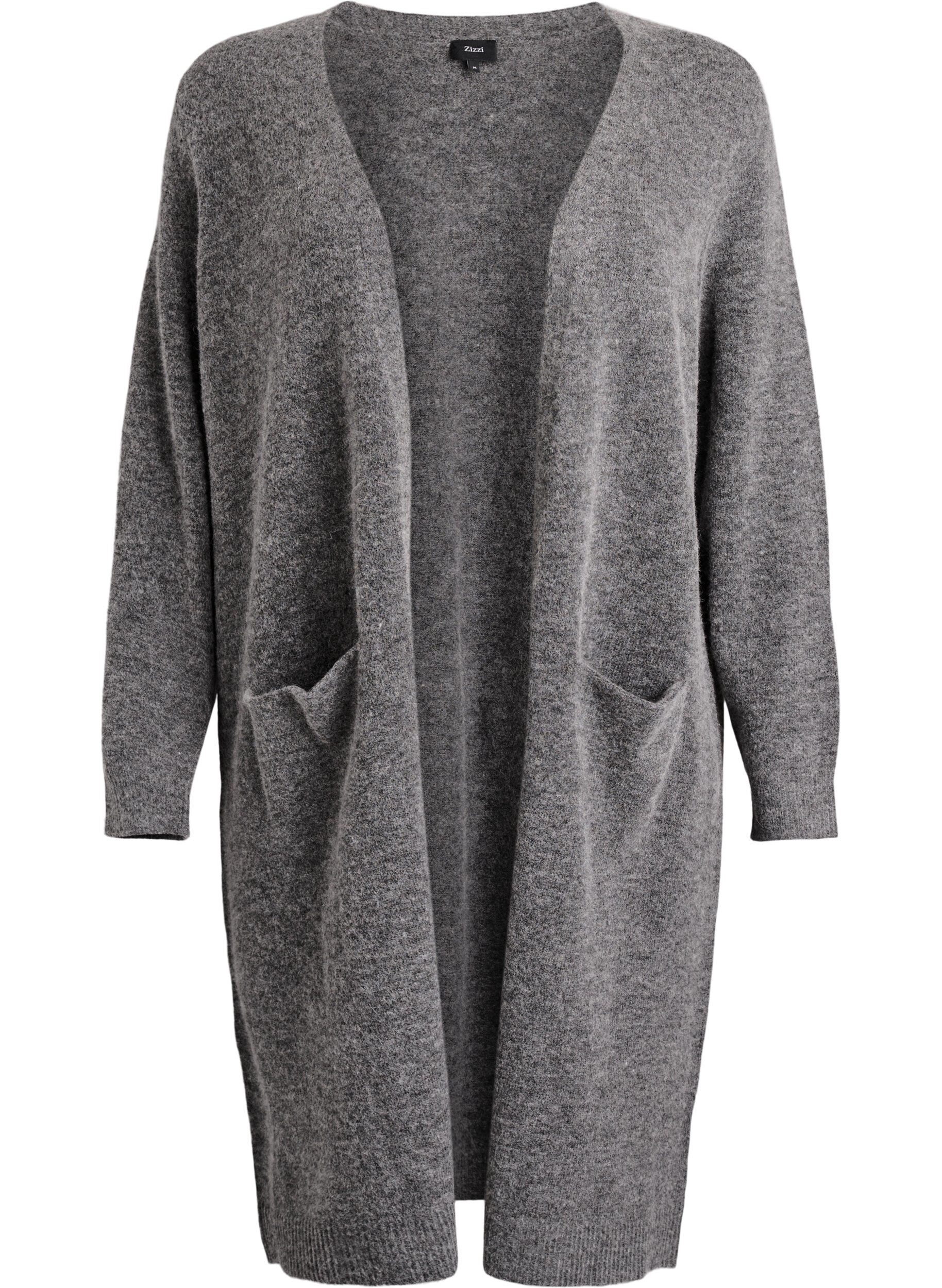 Langer Strickcardigan mit Wolle und Alpaka