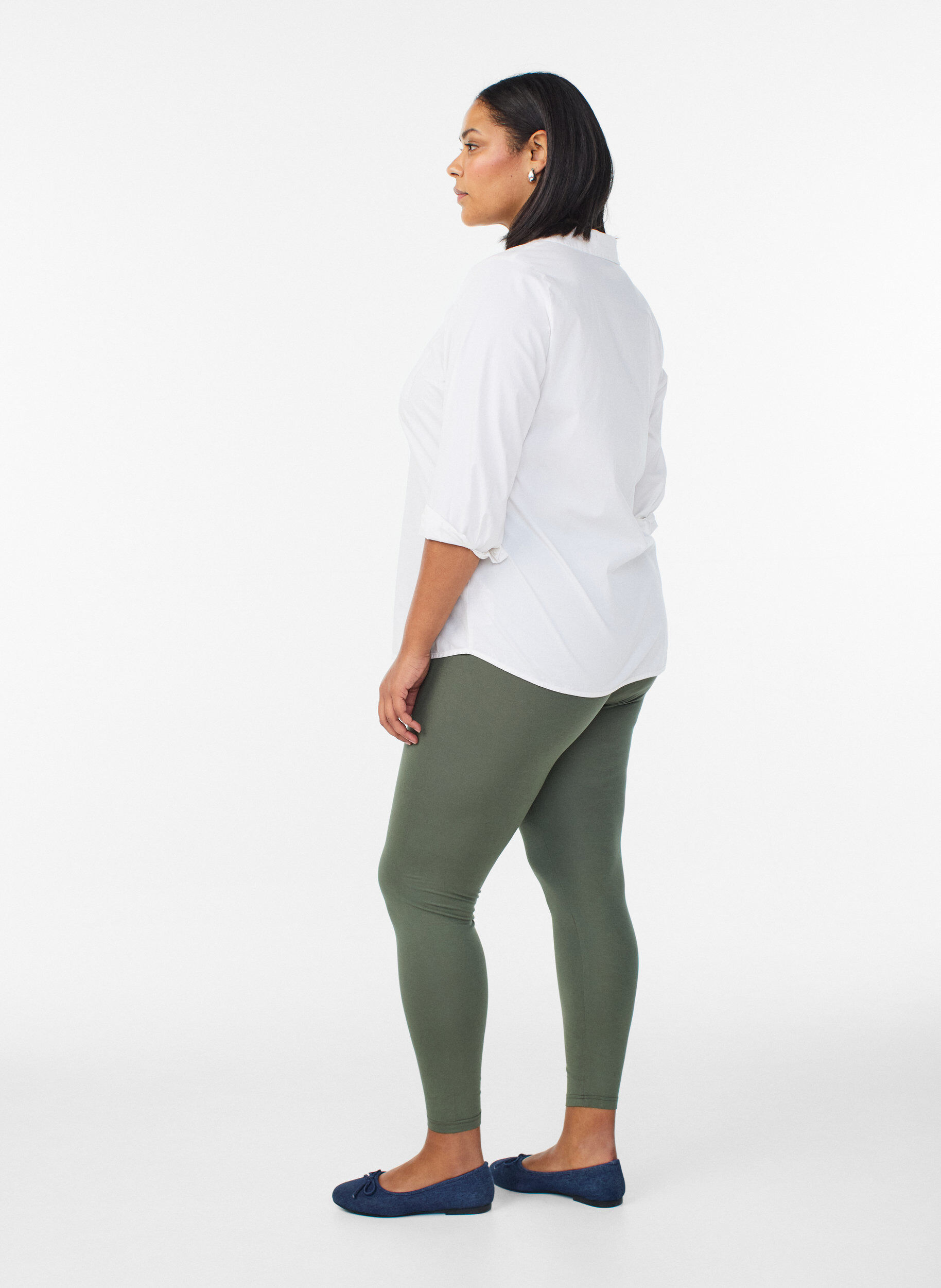 Zizzi Basic Leggings aus Viskose, Gr&uuml;n, Model image number 2