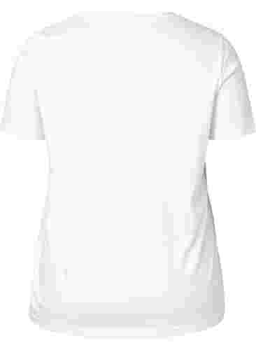 T-Shirt aus Baumwolle mit Rundhalsausschnitt und Print, Bright White FACE, Packshot image number 1