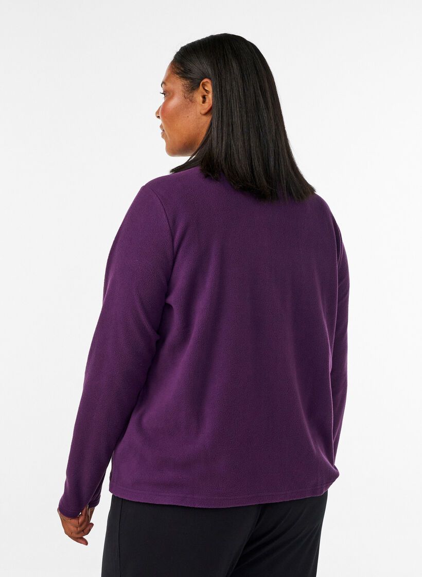 Top aus Fleece mit Rei&szlig;verschluss und hohem Kragen, Lila, Model image number 2