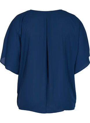 Bluse mit V-Ausschnitt und Fledermausärmeln, Navy Blazer, Packshot image number 1