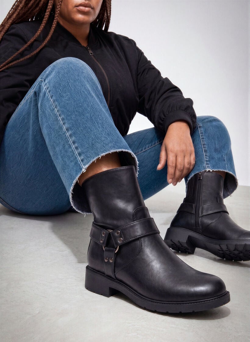 Kurzer Bikerstiefel, Schwarz, Image image number 0