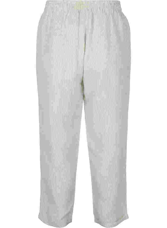 Cropped Hose mit Streifen, White Stripe, Packshot image number 1