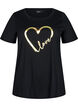 Baumwoll-T-Shirt mit Motiv, Black w. Gold Love, Packshot image number 0