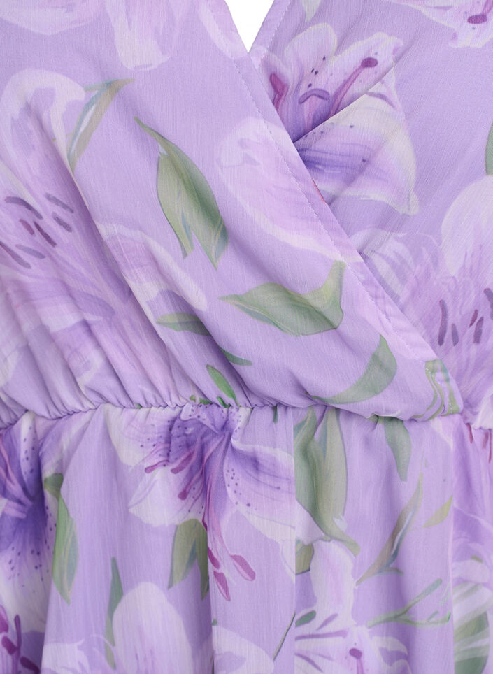 Gebl&uuml;mte Chiffonbluse mit kurzen &Auml;rmeln, lila, Packshot image number 2