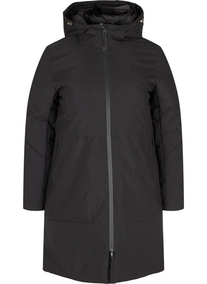 Winterjacke mit verstellbarer Taille, Schwarz, Packshot image number 0