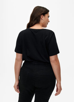 T-Shirt aus Baumwolle mit Rundhalsausschnitt und Aufdruck, Black W. Love, Model image number 1