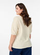 Gestrickte Bluse mit Lochmuster und kurzen Ärmeln, Birch Mel., Model image number 1