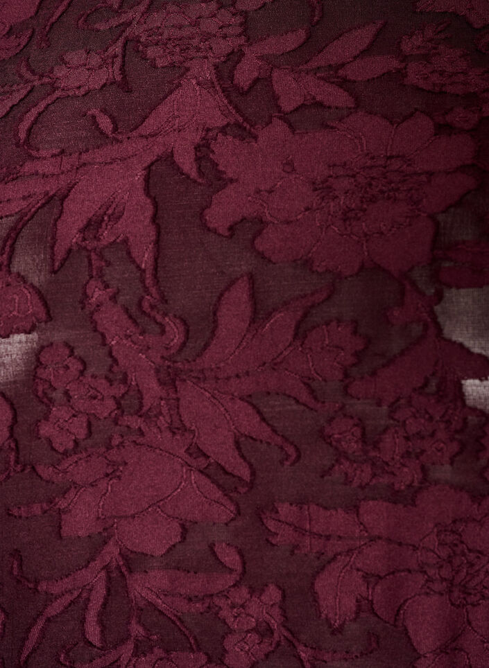 Transparente Bluse mit floraler Struktur und langen &Auml;rmeln, Rot, Packshot image number 2