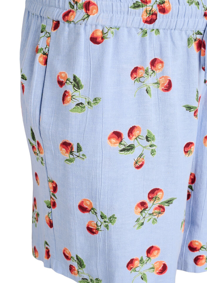 Shorts aus Baumwolle mit Tomaten-Print und hoher Taille, Blau, Packshot image number 2