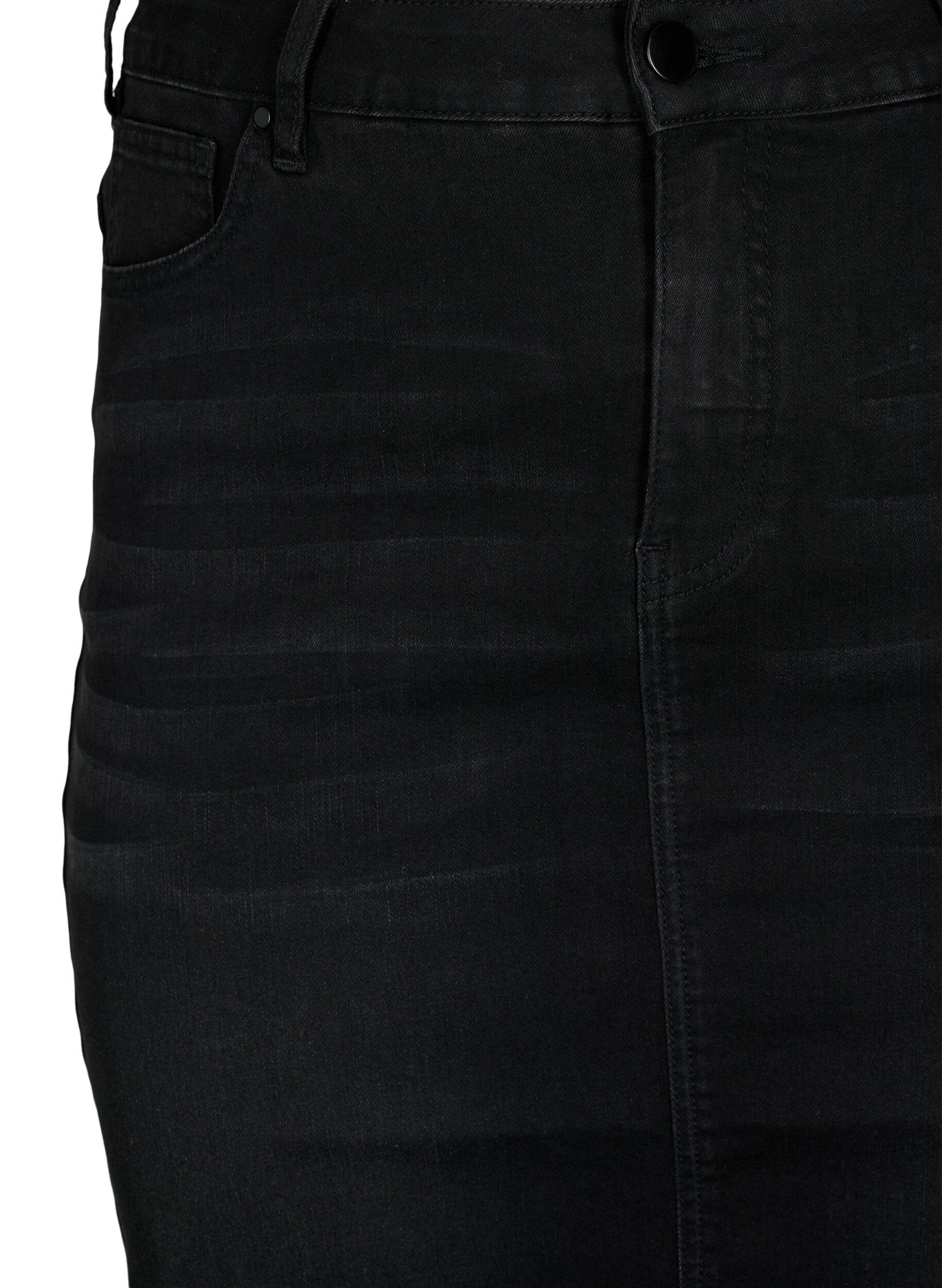 Zizzi Denim Midirock mit Schlitz, Schwarz, Packshot image number 2