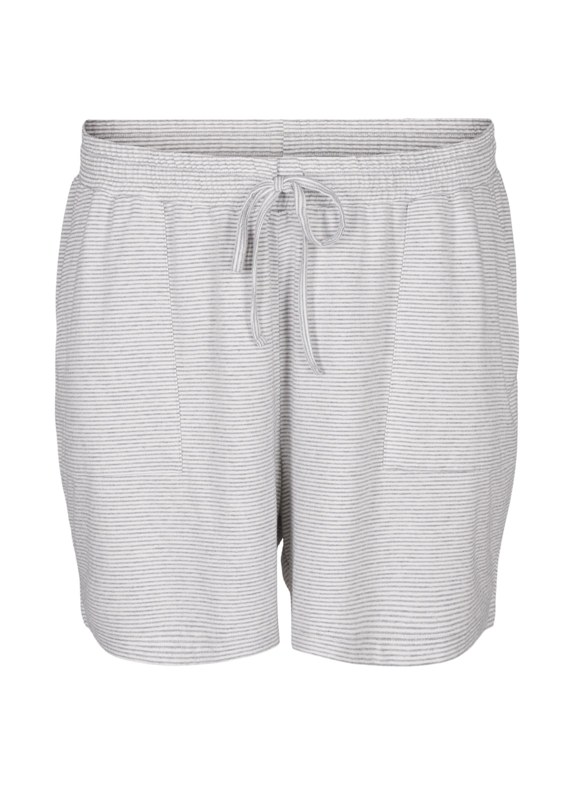 Zizzi Hoch taillierte Pyjama-Shorts mit Streifenmuster, LGM Stripe, Packshot image number 0
