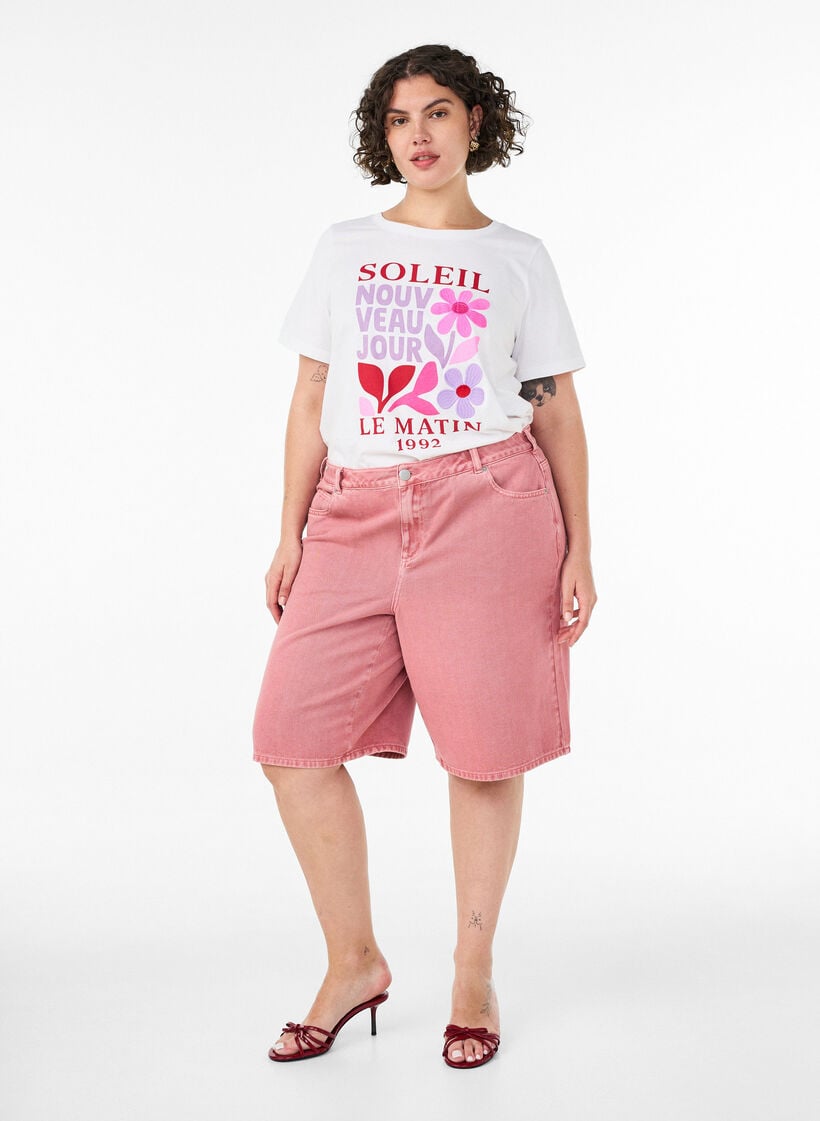 T-Shirt aus Baumwolle mit Print, Wei&szlig;, Model image number 1