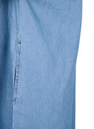 Jeanskleid mit Schlitz und kurzen Ärmeln, Blue denim, Packshot image number 4