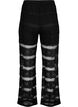 Lockere Hose mit Spitze und transparentem Mesh, Black, Packshot image number 1