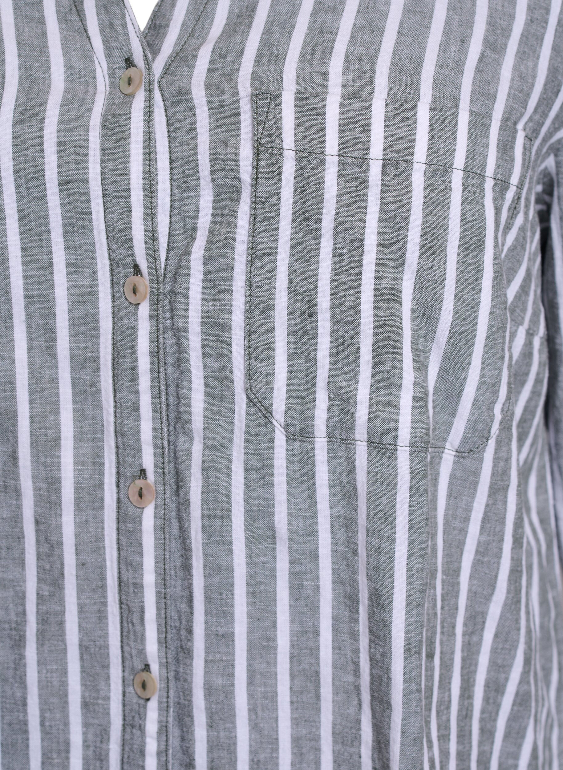 Zizzi Bluse aus Leinen und Viskose mit 3/4-&Auml;rmeln, Gr&uuml;n, Packshot image number 2