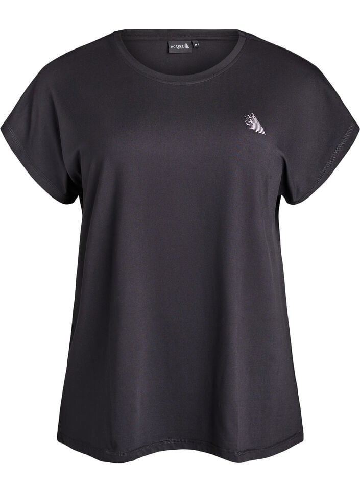 Einfarbiges Trainings-T-Shirt, Schwarz, Packshot image number 0