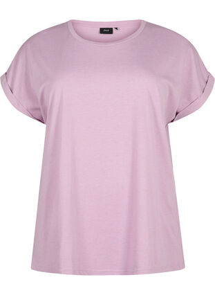 Kurzärmeliges T-Shirt aus einer Baumwollmischung, Lavender Mist, Packshot image number 0