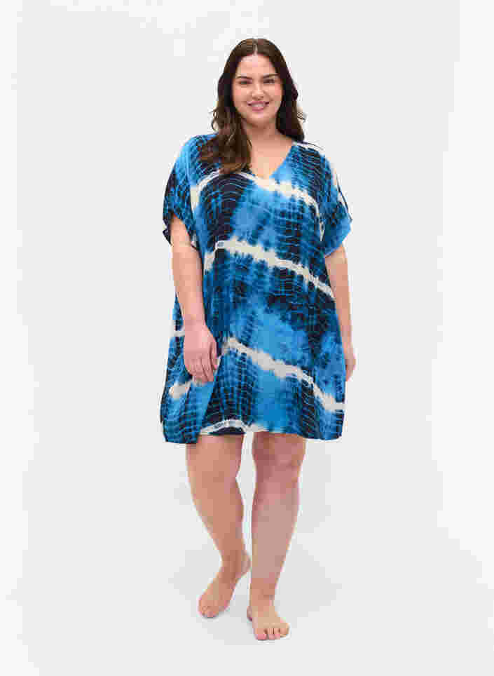 Strandkleid aus Viskose mit Batik-Print, Tie Dye Print, Model image number 2