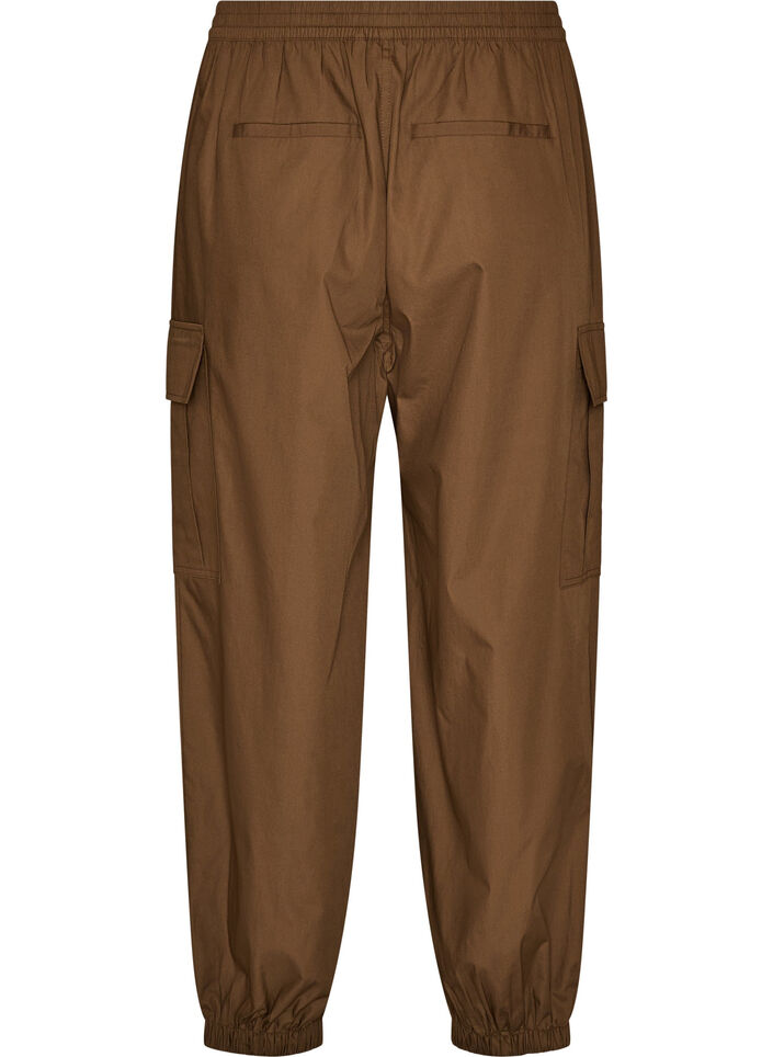 Baumwoll-Cargohose mit Ballonbein, Braun, Packshot image number 1