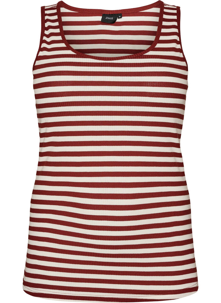 Gestreiftes Tanktop mit Rippenstruktur, Rot, Packshot image number 0