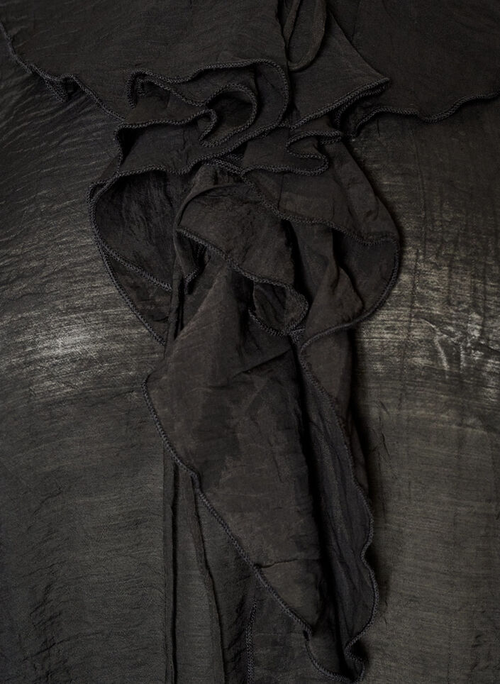 Viskosebluse mit R&uuml;schen und langen &Auml;rmeln, Schwarz, Packshot image number 2