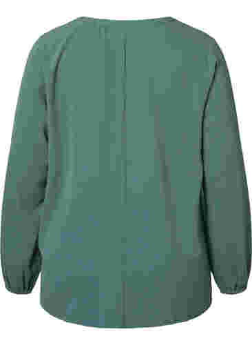 Unifarbene Bluse mit V-Ausschnitt, Mallard Green, Packshot image number 1