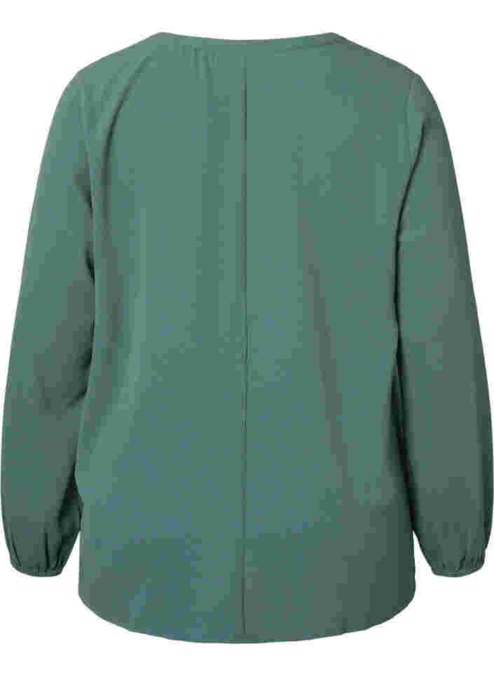 Unifarbene Bluse mit V-Ausschnitt, Mallard Green, Packshot image number 1