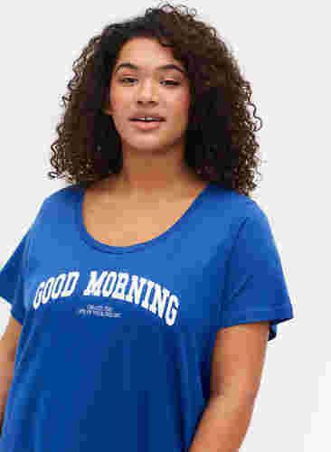 Nachthemd aus Baumwolle mit kurzen Ärmeln, Dazzling Blue GOOD, Model image number 2